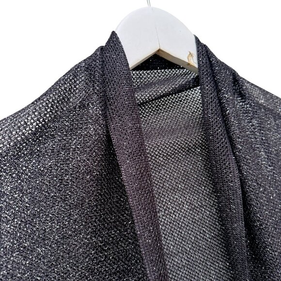 Cejon Scarf Black Silver Shawl Fringe Sheer Sparkle Evening Wrap NWT - Picture 9 of 10